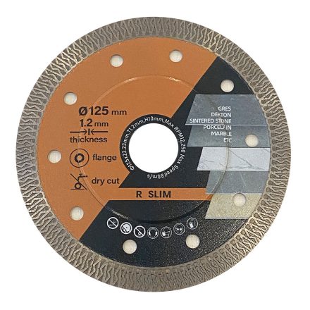  Gyémánt vágókorong, 125 x 22.23mm, T1.2mm, H 10 mm, R SLIM
