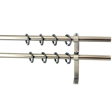  16mm PANNONIA függönykarnis, végzáró nélküli, 2 soros , Nikkel - Matt színben