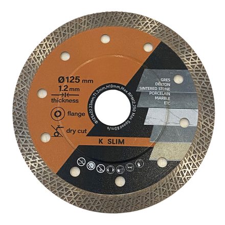  Gyémánt vágókorong, 125 x 22.23mm, T1.2mm, H 10 mm, K SLIM