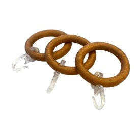   Cseresznye színű fa karika, átlátszó kampóval, 10 db / csomag