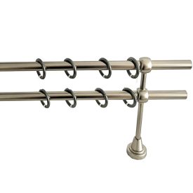    16mm Amerika függönykarnis, végzáró nélküli, 2 soros , Nikkel - Matt színben