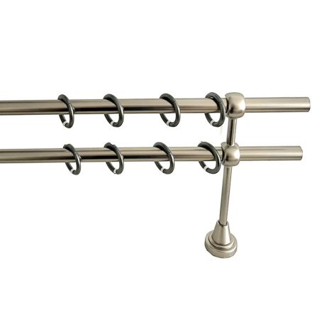  16mm Amerika függönykarnis, végzáró nélküli, 2 soros , Nikkel - Matt színben