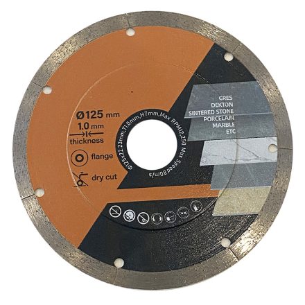 Gyémánt vágókorong, szegmentált, 125 x 22.23mm, T1.0mm, H 7 mm
