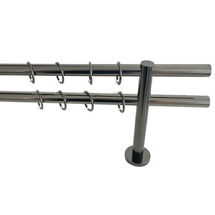  19 mm átmérőjű, FRANCE karnis, végzáró nélküli, 2 soros, Tytán színben, 300 cm