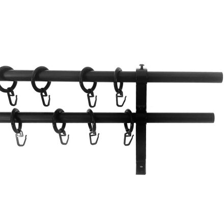 16mm PANNONIA függönykarnis, végzáró nélküli, 2 soros , Fekete színben