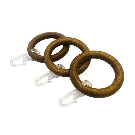 Dió színű fa karika, átlátszó kampóval, 10 db / csomag